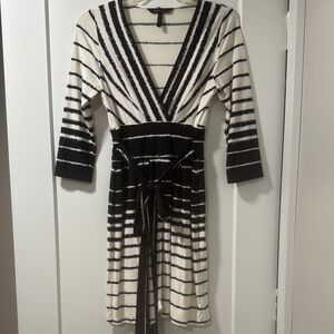 BCBG Striped Black and White Wrap Dress